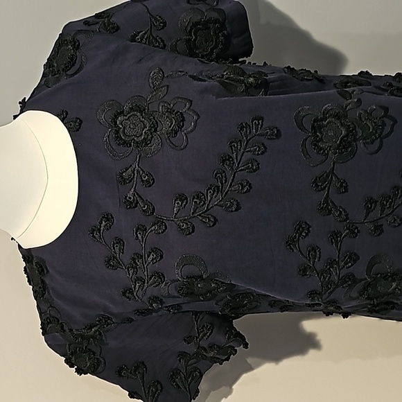Banana Republic Navy Embroidered Jacquard Dress size 6 - Picture 2 of 7